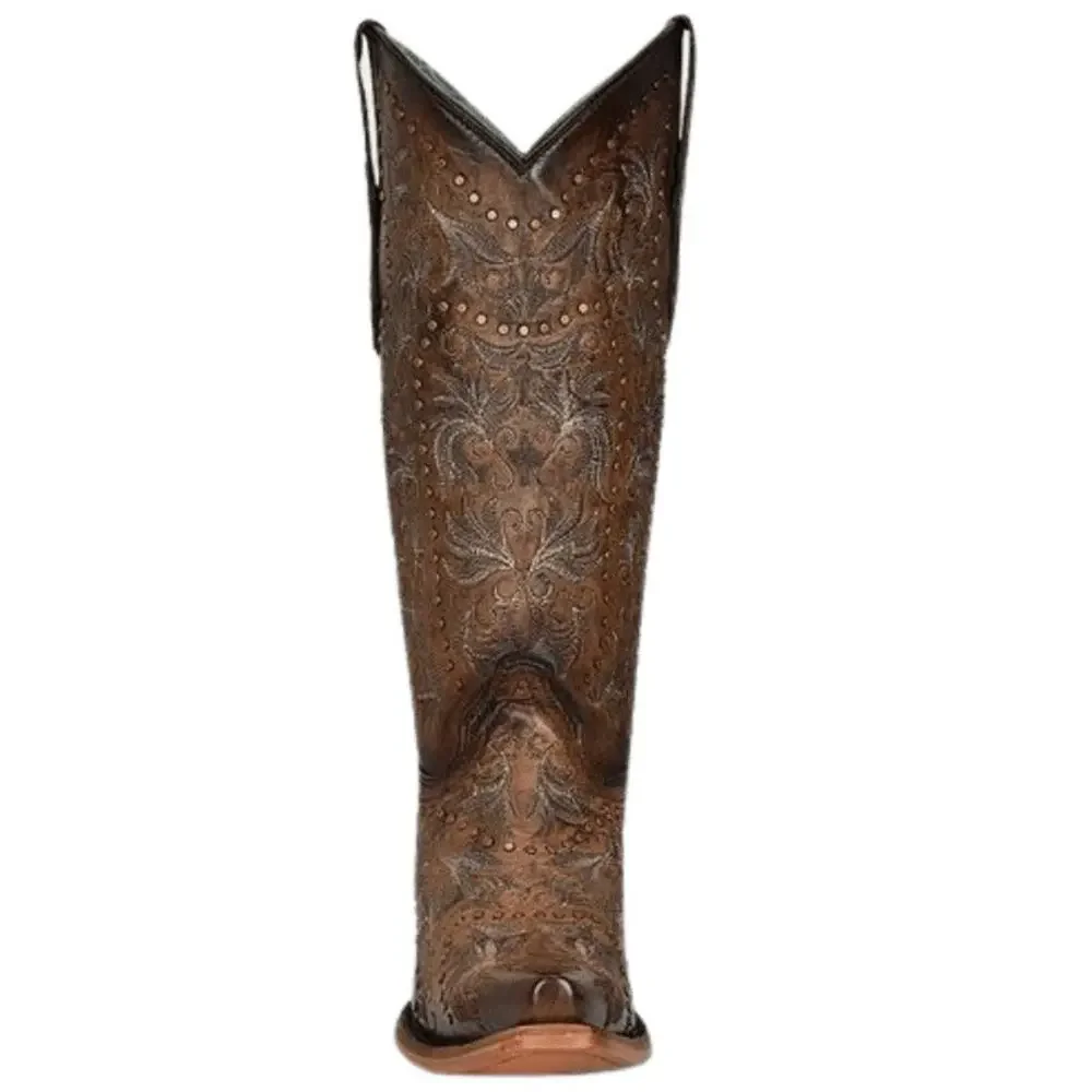 NEW Corral Maple Brown Embroidery Stud Snip‎ Toe Western Boots Size 6M Cowgirl